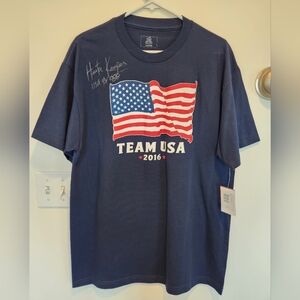 Team USA 2016 Olympics Navy Blue T-Shirt Signed By Hunter Kemper Large